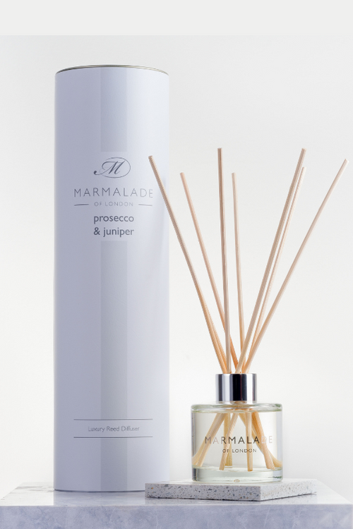 Marmalade of London Luxury Reed Diffuser - Prosecco & Juniper scent in white packaging
