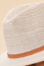 Powder Natalie Hat. A chic cotton & polyester hat in a cream coconut colour with an orange band