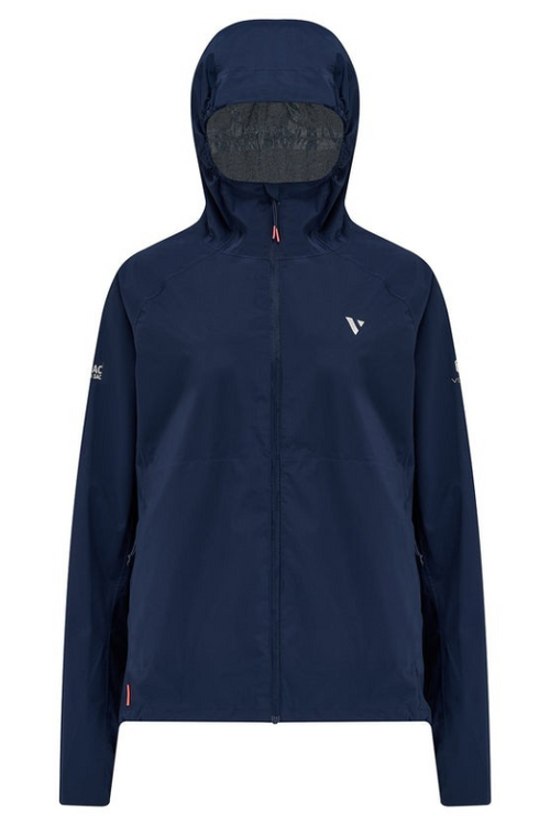 Mac in a Sac Ultralite Jacket. A lightweight packable jacket that is water proof and windproof, featuring an ajustable hood with wire peak. This jacket is made from stretch fabric and is in the colour navy .