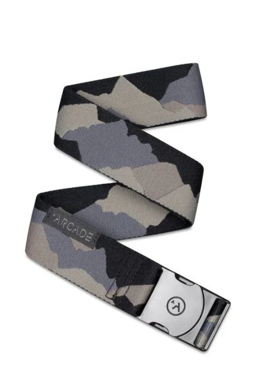 An image of the Arcade Belts Peaks Belt in the colour Camo/Grey.