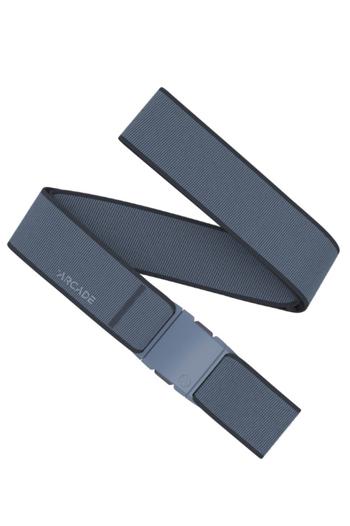 Arcade Belts Carto. A navy belt with stretch material and adjustable buckle.