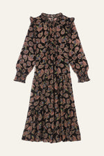 An image of the BA&SH Roane Midi Dress in the colour Noir.