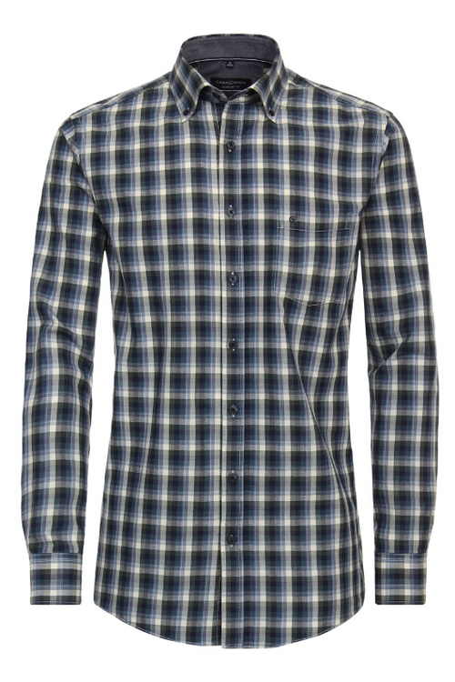 Casa Moda Long Sleeve Check Shirt. A casual fit shirt with long sleeves, Kent collar, button fastening, and all over check pattern.