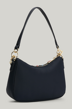 An image of the Tommy Hilfiger Small Signature Shoulder Bag in the colour Space Blue.