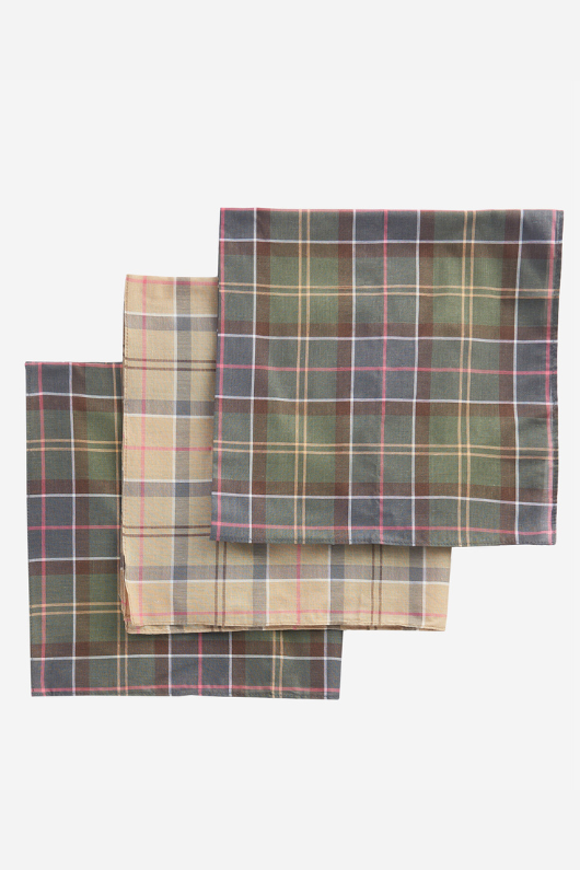 An image of the Barbour Handkerchief Gift Box Set in the colour Barbour Tartan Assortment 1.