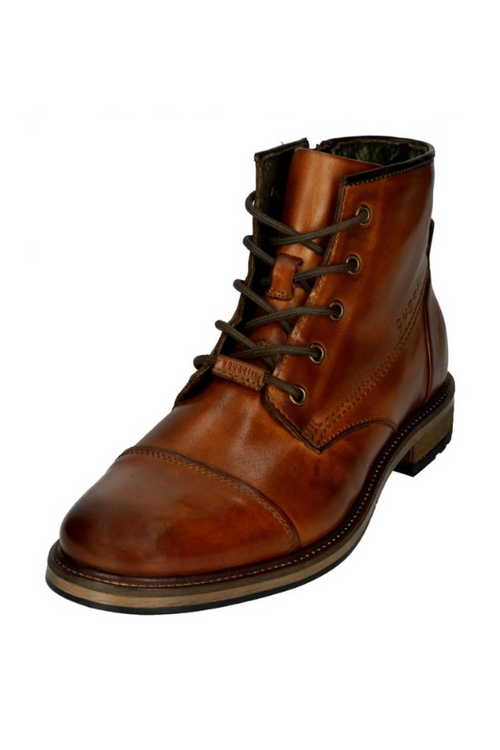 An image of the Bugatti Men's Marcello Leather Lace-Up Ankle Boots in the colour Cognac.
