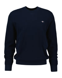 An image of the Gant Micro Textured Cotton Crew Neck Jumper