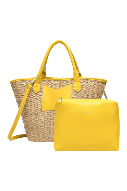 An image of the Every Other Large Twin Tote Bag in the colour Yellow.