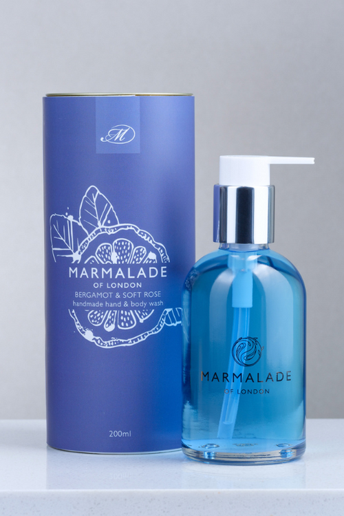 Marmalade of London Hand & Body Wash Refill 200ml - Bergamot & Soft Rose scent in dark purple packaging