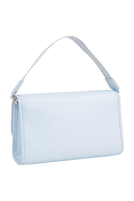 An image of the Tommy Hilfiger Monotype Flap Small Shoulder Bag in the colour Breezy Blue.