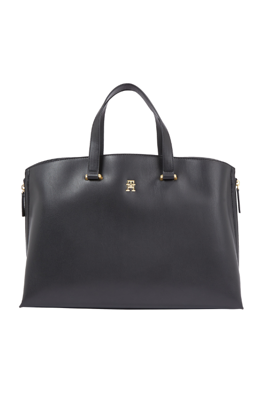 An image of the Tommy Hilfiger TH Modern Small Structured Tote in the colour Black.