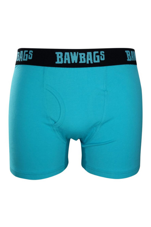 An image of one of the Bawbags Bright Baws Boxers in the colour Blue.