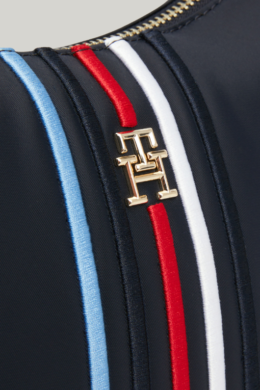 An image of the Tommy Hilfiger Small Signature Shoulder Bag in the colour Space Blue.