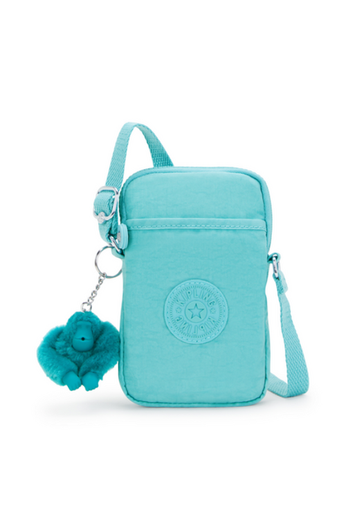 An image of the Kipling Tally Phone Bag in the colour Deepest Aqua.