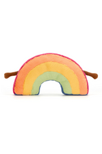 Jellycat Amuseable Rainbow. A soft toy rainbow with little arms and smiling face.