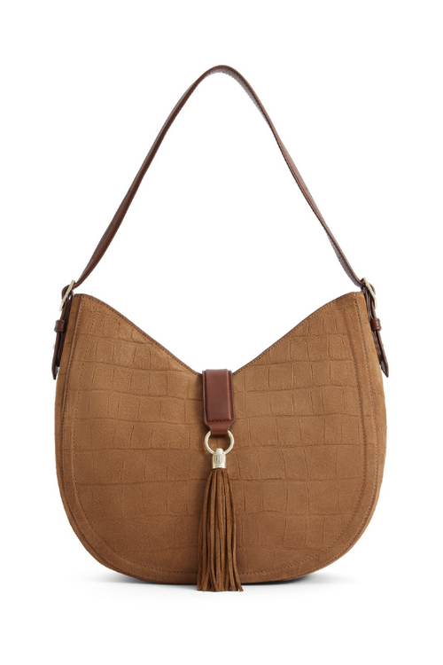 An image of the Fairfax & Favor Langham Hobo Bag in the colour Tan Croc.
