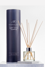 Marmalade of London Luxury Reed Diffuser - English Rosemary & Patchouli scent in dark blue packaging