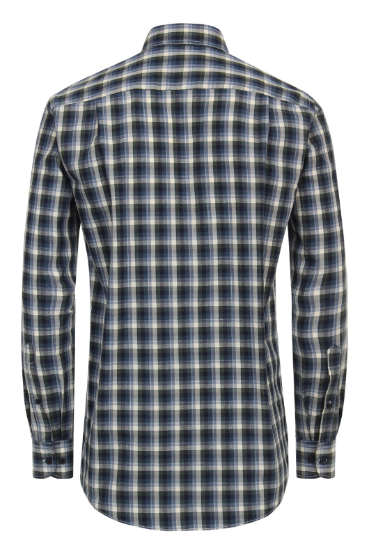 Casa Moda Long Sleeve Check Shirt. A casual fit shirt with long sleeves, Kent collar, button fastening, and all over check pattern.