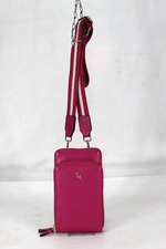 Ashwood Leather Leather Phone Bag. A crossbody bag with two zip compartments, internal organisation system, and card holders. Genuine leather in the colour Pink.