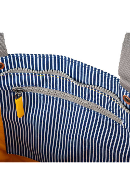 An image of the Roka London Trafalgar B Hickory Stripe Recycled Canvas Tote Bag.