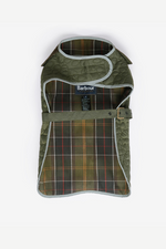An image of the Barbur Paw-Quilted Dog Coat in the colour Olive.