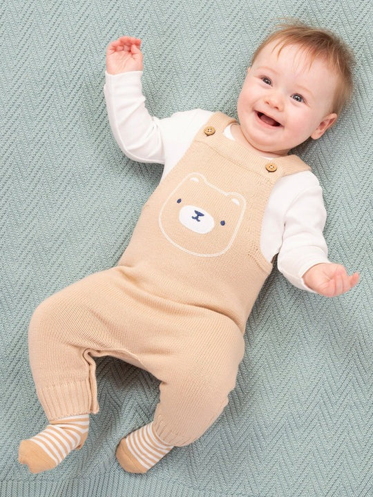 An image of the Kite Baby Bear Knit Dungarees