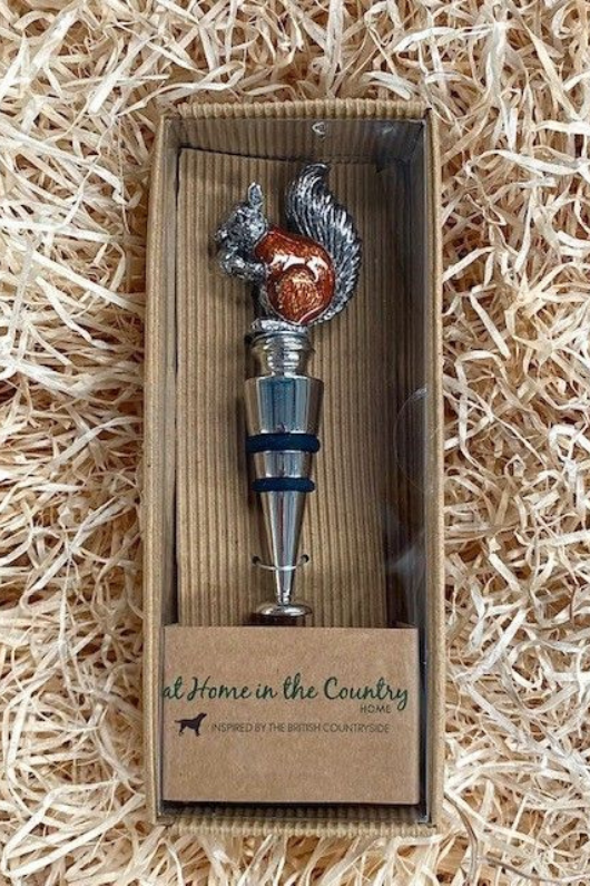 An image of the Orchid Designs Enamel Squirrel Bottle Stopper.