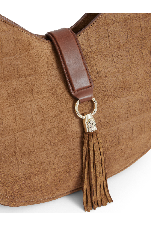 An image of the Fairfax & Favor Langham Hobo Bag in the colour Tan Croc.