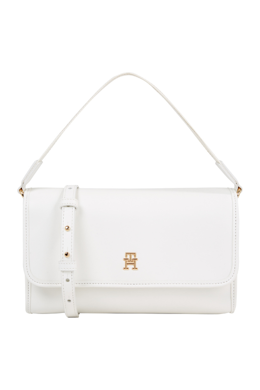 An image of the Tommy Hilfiger Monotype Flap Small Shoulder Bag in the colour Ecru.