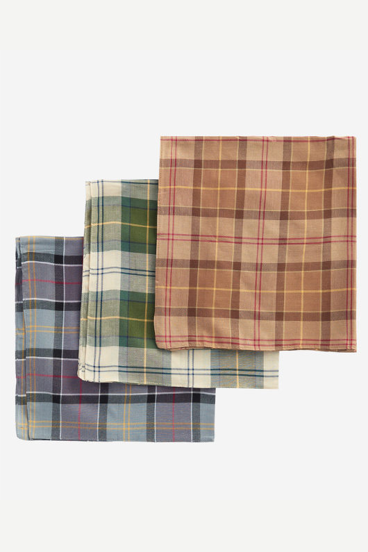 An image of the Barbour Handkerchief Gift Box Set in the colour Barbour Tartan Assortment 2.