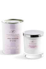 Marmalade of London Luxury Glass Candle 230g - White Nectarine & Honey scent in pink packaging