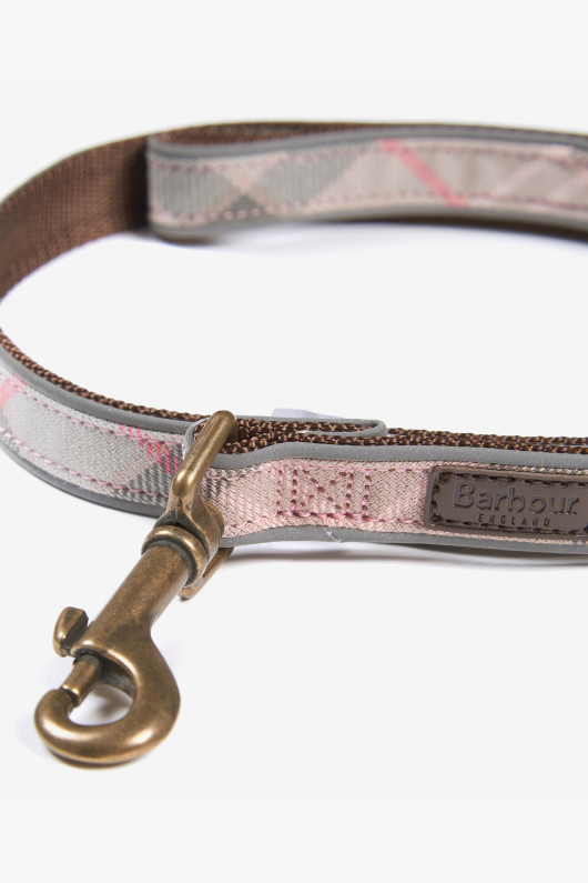 An image of the Barbour Reflective Tartan Dog Lead in the colour Taupe/Pink Tartan.
