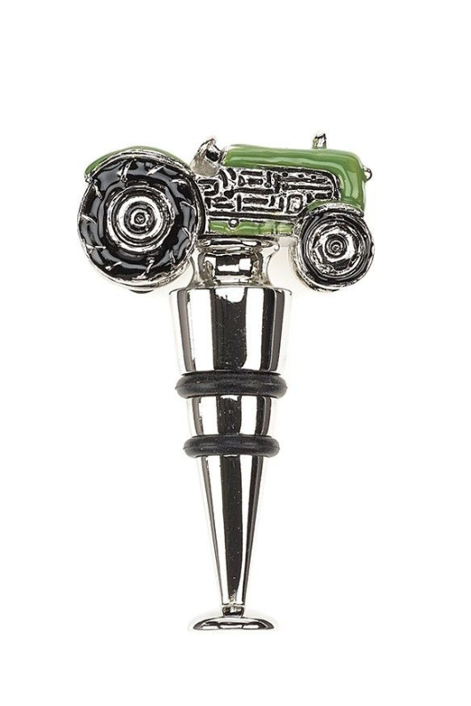 An image of the Orchid Designs Enamel Tractor Bottle Stopper.