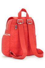 Kipling City Zip Mini Backpack with Adjustable Straps. A mini backpack with adjustable straps, zip/magnetic closure, interior and exterior pockets, Kipling logo and monkey chain. This backpack is in the colour Almost Coral.