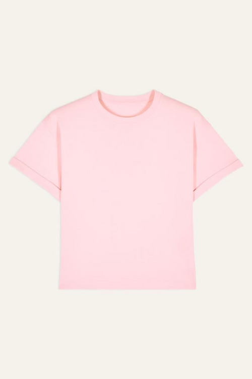 BA&SH Rosie T-Shirt. A loose, straight cut t-shirt with short sleeves, a round neckline and a plain pink design
