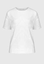 Bianca Selda Top. A white regular fit top with short sleeves and round neckline, featuring sequin detailing.
