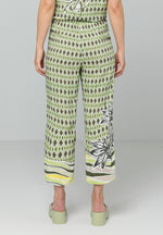 Bianca Parigi Print Trouser. A pair of culottes featuring an eye-catching mixed yellow and green pattern.