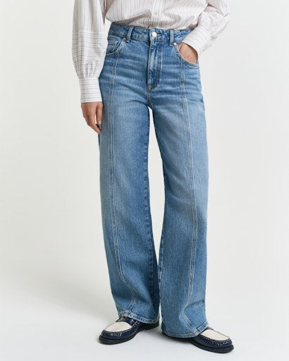 THE ROW Galante Jeans cotton Relax Wide Easy Pants Jeans bottoms 7339-W2195 Navy XS