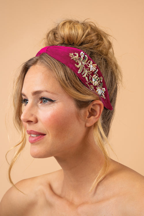 Embroidered Velvet Headband
