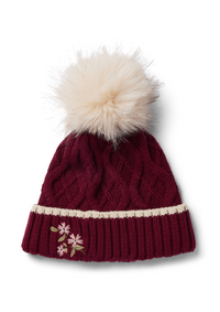 An image of the Eleanor Charles Horseshoe Floral Knit Hat