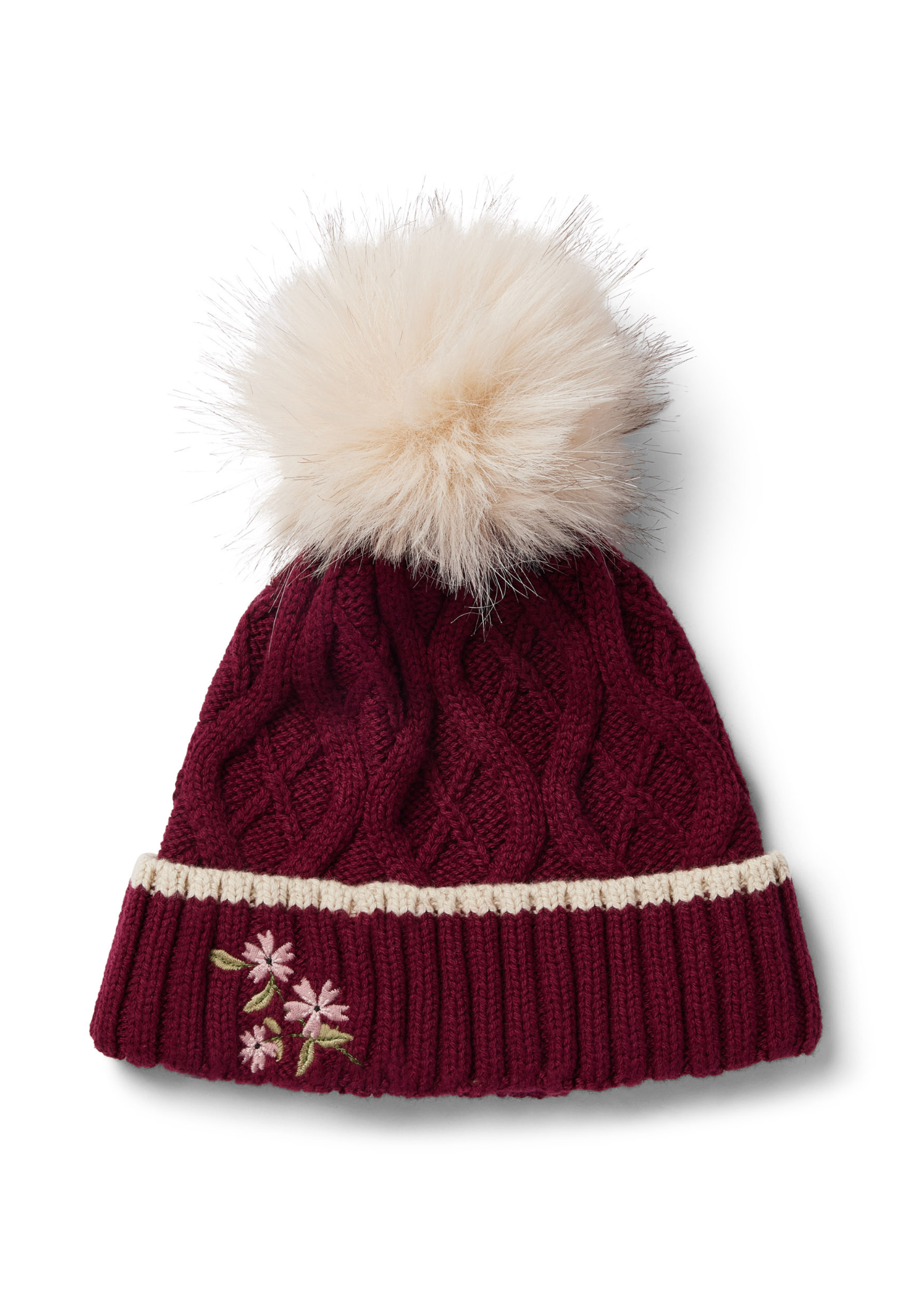 An image of the Eleanor Charles Horseshoe Floral Knit Hat
