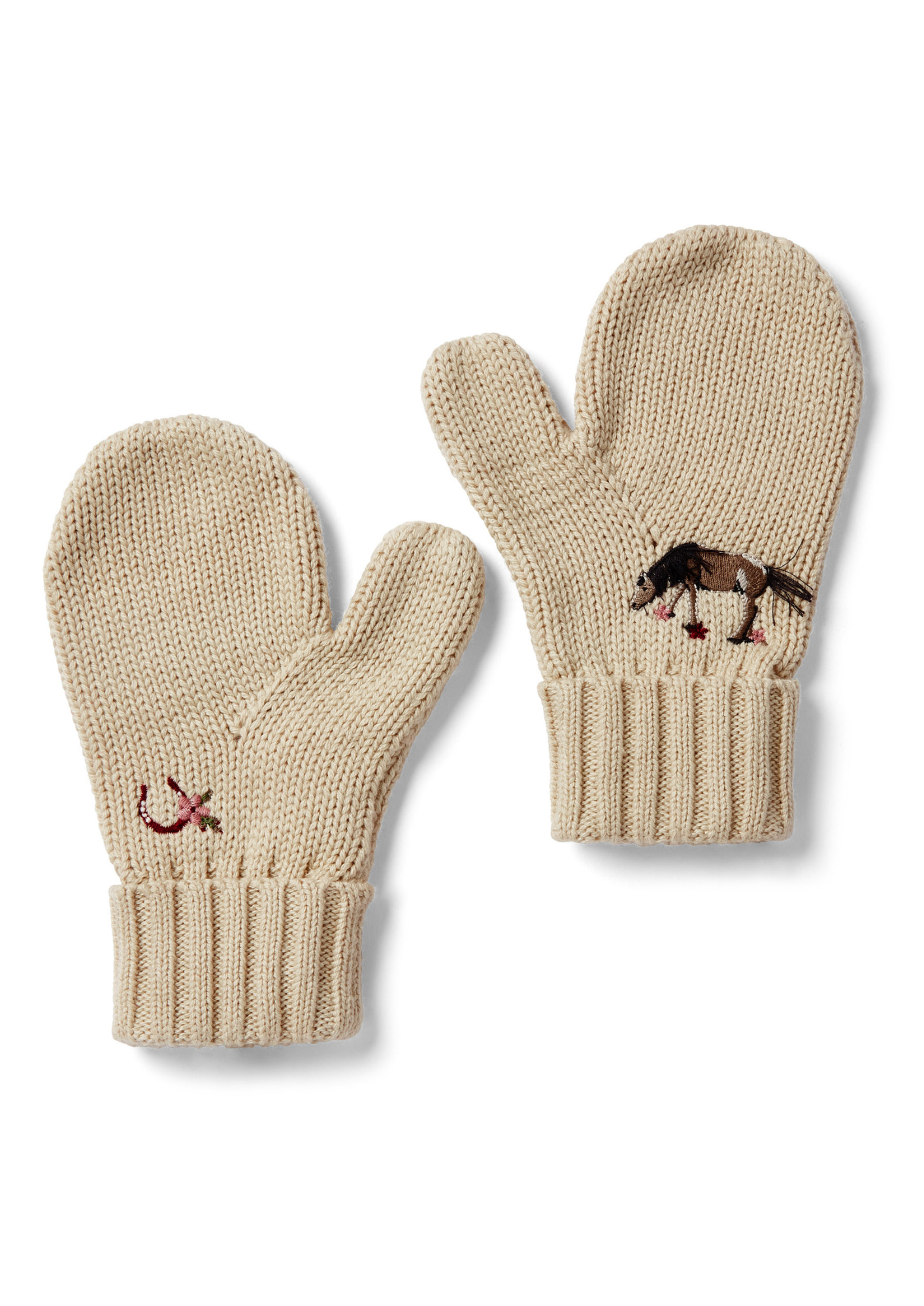 An image of the Eleanor Charles Horseshoe Floral Mittens