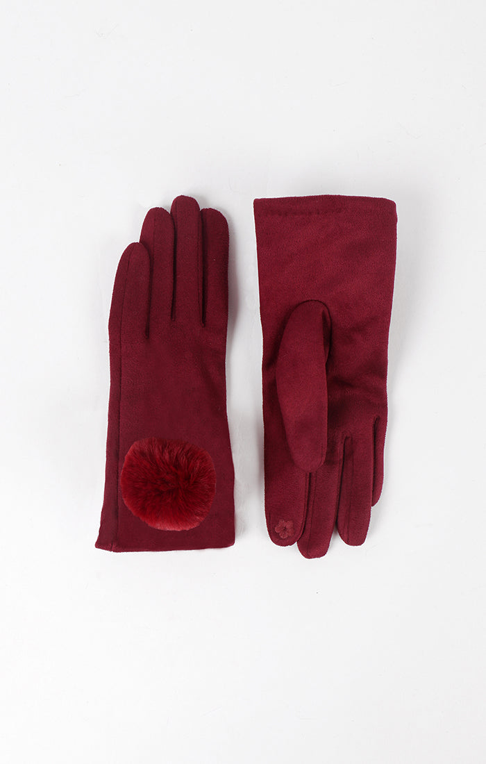 An image of the Pia Rossini Women's Gloves in the colour Burgundy.