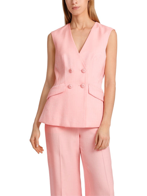 Marc Cain Waistcoat. A tailored fit, double-breasted waistcoat with trimmed buttons and pockets, in a soft pink colour.