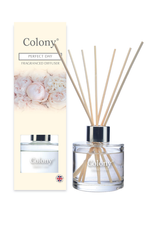 Wax Lyrical Reed Diffuser 100ml. A 100ml reed diffuser with natural reeds, in the scent Perfect Day.
