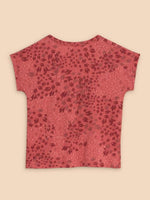 White Stuff Nelly Notch Neck Tee. A short sleeved t-shirt with a notch neck and a pink floral print.
