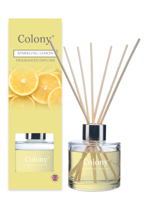 Wax Lyrical Reed Diffuser 200ml. A diffuser with natural reeds, in the scent Sparkling Lemon.