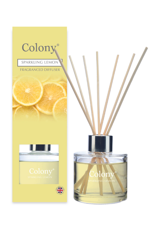 Wax Lyrical Reed Diffuser 100ml. A 100ml reed diffuser with natural reeds, in the scent Sparkling Lemon.