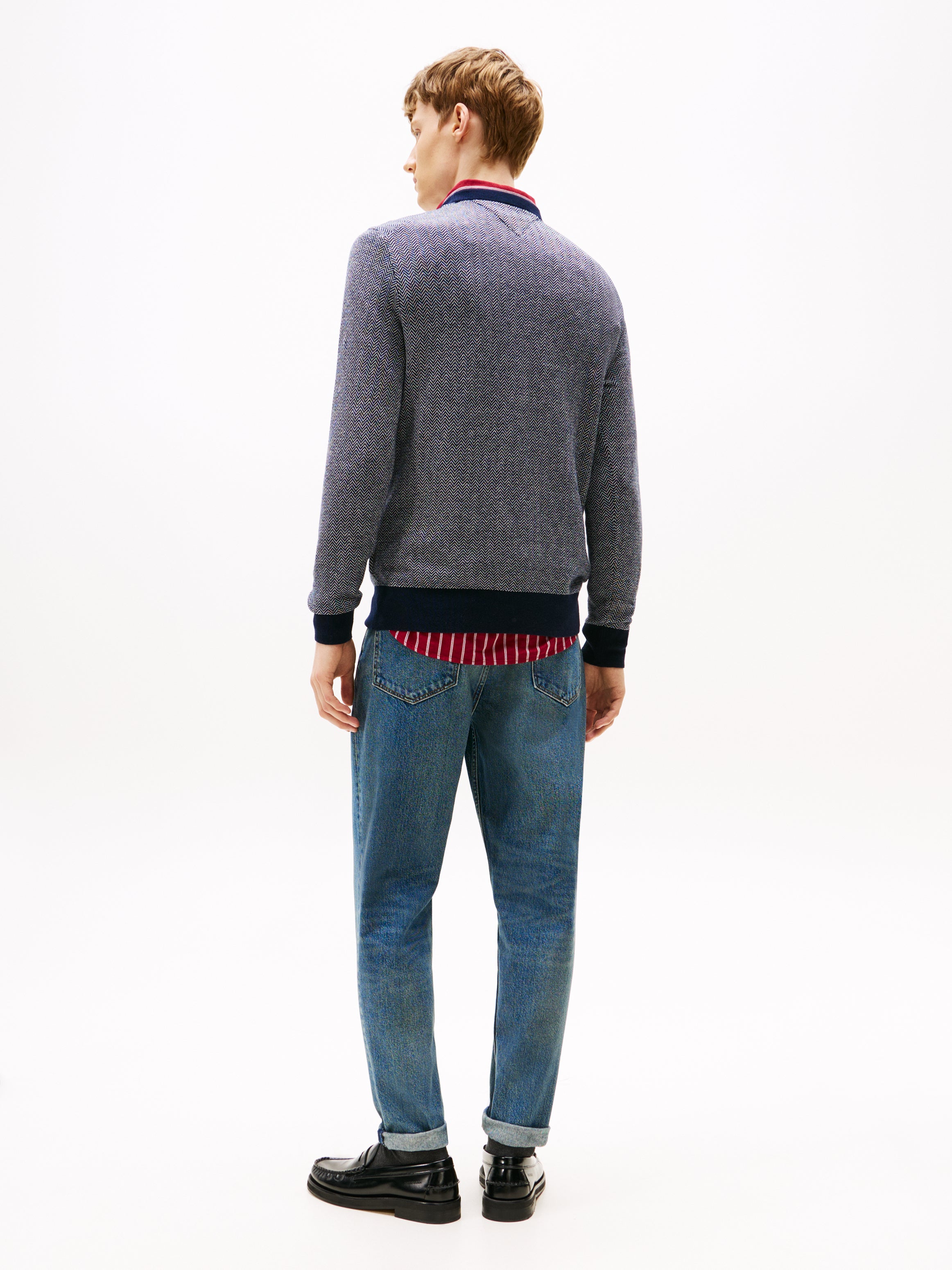 An image of the Tommy Hilfiger Herringbone Knit Jumper With Cashmere