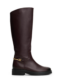 An image of the Tommy Hilfiger Leather TH Monogram Horsebit Riding Boots